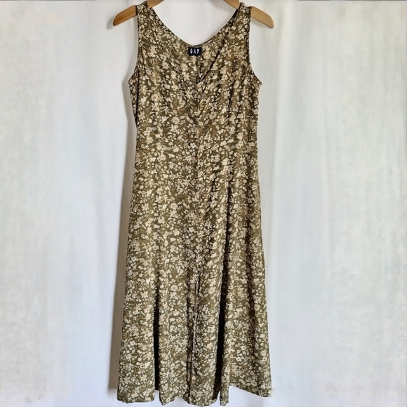 GAP Green Floral Sleeveless Midi Dress - Picture 2 of 16